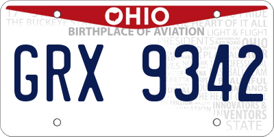 OH license plate GRX9342