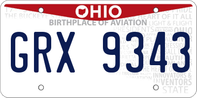 OH license plate GRX9343