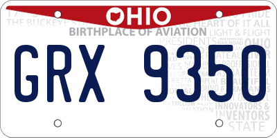 OH license plate GRX9350