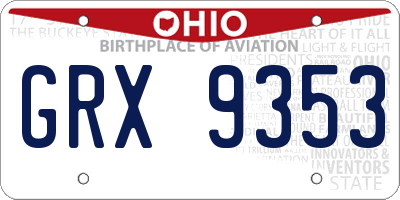 OH license plate GRX9353