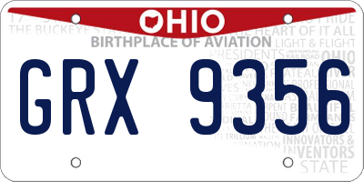 OH license plate GRX9356