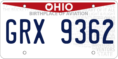 OH license plate GRX9362