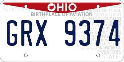 OH license plate GRX9374