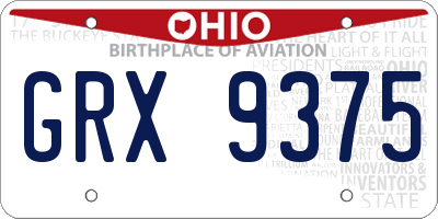OH license plate GRX9375