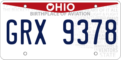 OH license plate GRX9378