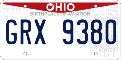 OH license plate GRX9380