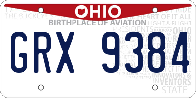 OH license plate GRX9384