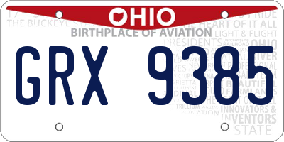 OH license plate GRX9385
