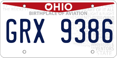 OH license plate GRX9386