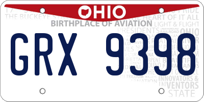 OH license plate GRX9398