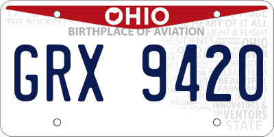 OH license plate GRX9420