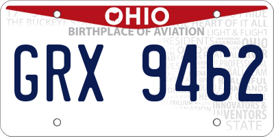 OH license plate GRX9462