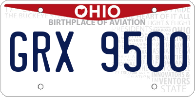 OH license plate GRX9500