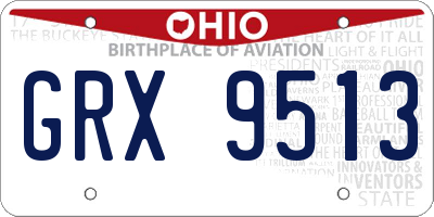 OH license plate GRX9513