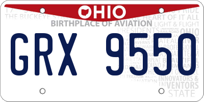 OH license plate GRX9550
