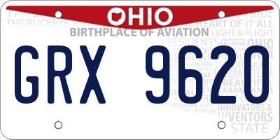 OH license plate GRX9620