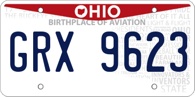OH license plate GRX9623