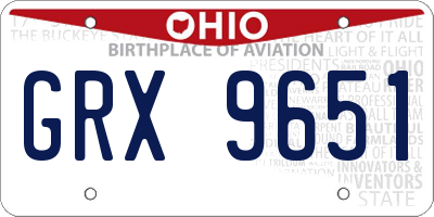 OH license plate GRX9651