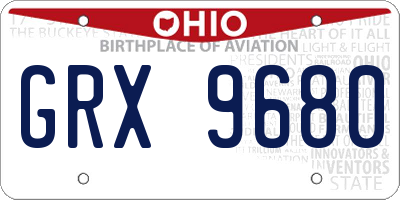 OH license plate GRX9680