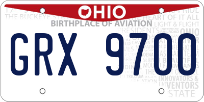 OH license plate GRX9700