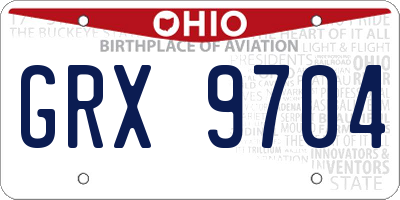 OH license plate GRX9704