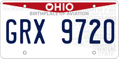 OH license plate GRX9720