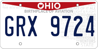 OH license plate GRX9724