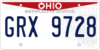 OH license plate GRX9728