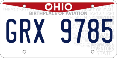 OH license plate GRX9785