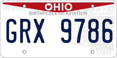OH license plate GRX9786
