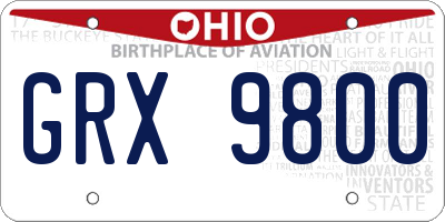 OH license plate GRX9800