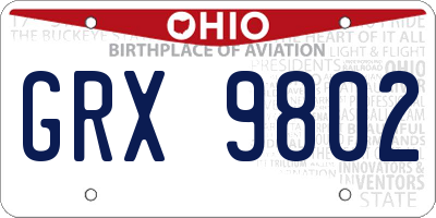OH license plate GRX9802
