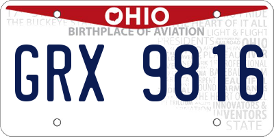 OH license plate GRX9816
