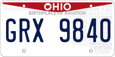 OH license plate GRX9840