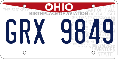 OH license plate GRX9849