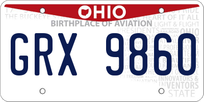 OH license plate GRX9860