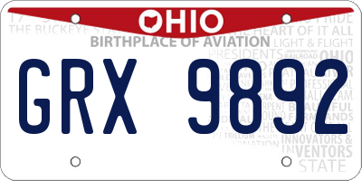 OH license plate GRX9892