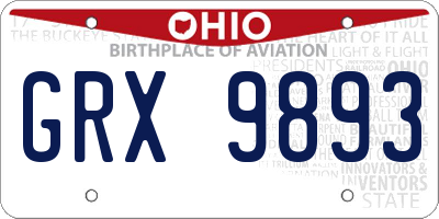OH license plate GRX9893