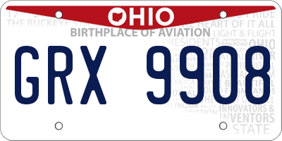 OH license plate GRX9908
