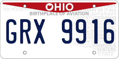 OH license plate GRX9916