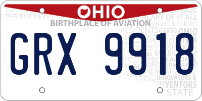 OH license plate GRX9918