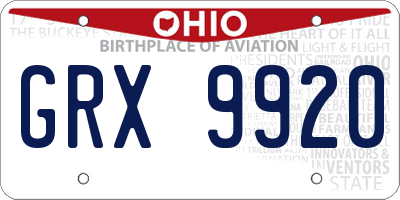 OH license plate GRX9920
