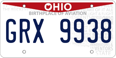 OH license plate GRX9938
