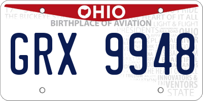 OH license plate GRX9948