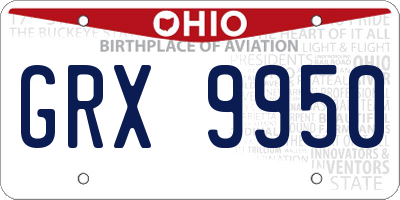 OH license plate GRX9950
