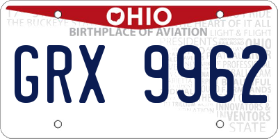 OH license plate GRX9962