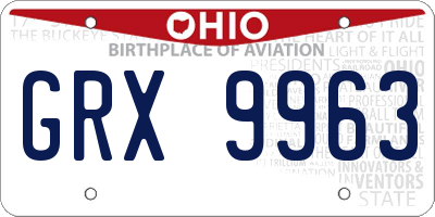 OH license plate GRX9963