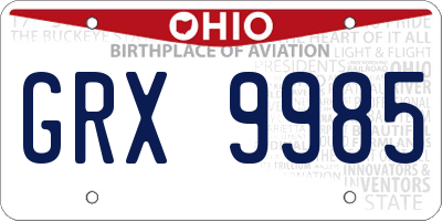 OH license plate GRX9985
