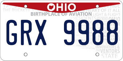OH license plate GRX9988