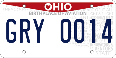 OH license plate GRY0014